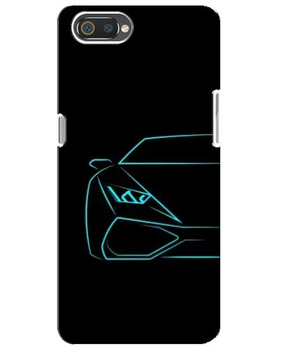 Чехол для Realme C2 с картинкой «Голубой силуэт Lamborghini»