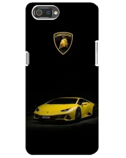 Чехол для Realme C2 с картинкой «Lamborghini желтый акцент»