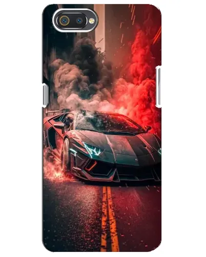 Чехол для Realme C2 с картинкой «Lamborghini красный дым»