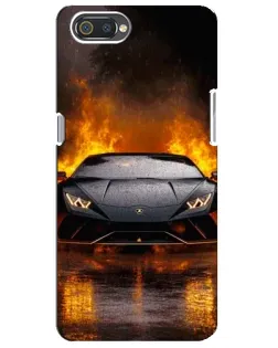 Чехол для Realme C2 с картинкой «Lamborghini в огне»