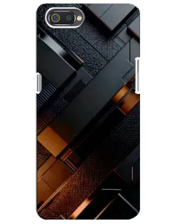 Чехол для Realme C2 с картинкой «Черные геометрические блоки»