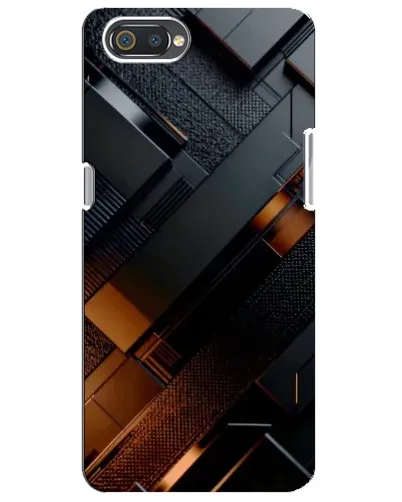 Чехол для Realme C2 с картинкой «Черные геометрические блоки»