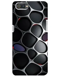 Чехол для Realme C2 с картинкой «Объемная темная решетка»