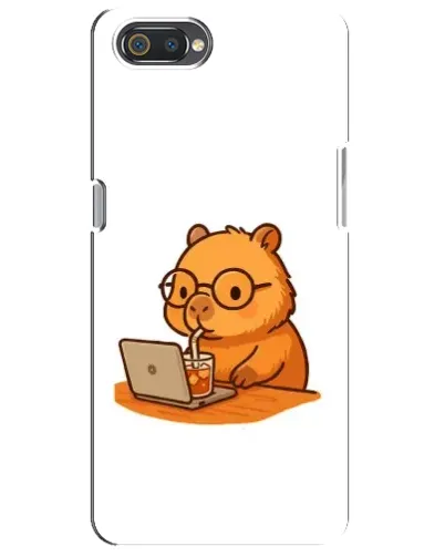 Чохол для Realme C2 з картинкою «Капібара з ноутбуком»