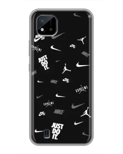 Чохол для Realme C11 (2021) / C20 з картинкою «Nike Black Pattern»