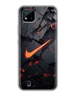 Чехол для Realme C11 (2021) / C20 с картинкой «Nike — эффект разломов»