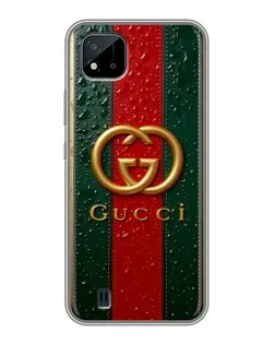 Чохол для Realme C11 (2021) / C20 з картинкою «Gucci — фірмова смуга та золото»