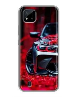 Чохол для Realme C11 (2021) / C20 з картинкою «Спортивна BMW та квіти»