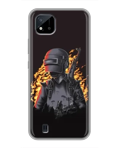 Чехол для Realme C11 (2021) / C20 с картинкой «PUBG — огненный силуэт»