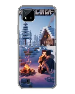 Чехол для Realme C11 (2021) / C20 с картинкой «Зимний Minecraft»