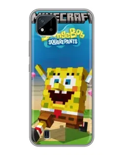 Чохол для Realme C11 (2021) / C20 з картинкою «Губка Боб Minecraft»