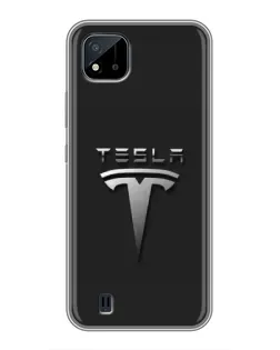Чехол для Realme C11 (2021) / C20 с картинкой «Стальной логотип Tesla»