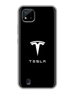 Чехол для Realme C11 (2021) / C20 с картинкой «Tesla White Logo»