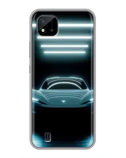 Чехол для Realme C11 (2021) / C20 с картинкой «Tesla в неоне»