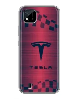 Чехол для Realme C11 (2021) / C20 с картинкой «Тесла красный карбон»