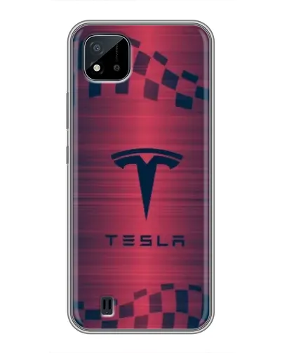 Чехол для Realme C11 (2021) / C20 с картинкой «Тесла красный карбон»