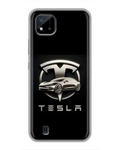 Чехол для Realme C11 (2021) / C20 с картинкой «Tesla — серебристое авто»