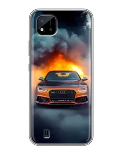 Чохол для Realme C11 (2021) / C20 з картинкою «Audi у вогняному диму»