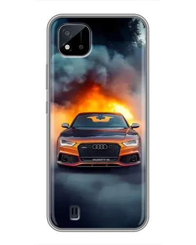 Чохол для Realme C11 (2021) / C20 з картинкою «Audi у вогняному диму»