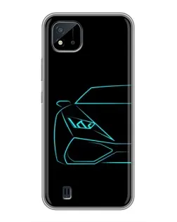 Чохол для Realme C11 (2021) / C20 з картинкою «Блакитний силует Lamborghini»