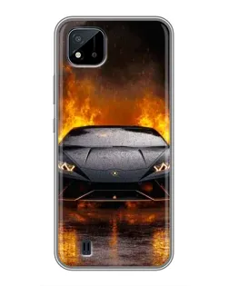 Чохол для Realme C11 (2021) / C20 з картинкою «Lamborghini у вогні»