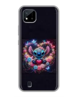 Чехол для Realme C11 (2021) / C20 с картинкой «Stitch в цветах»