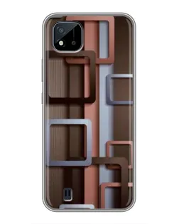 Чохол для Realme C11 (2021) / C20 з картинкою «Коричневі об'ємні квадрати»