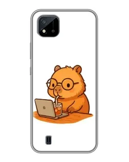 Чохол для Realme C11 (2021) / C20 з картинкою «Капібара з ноутбуком»