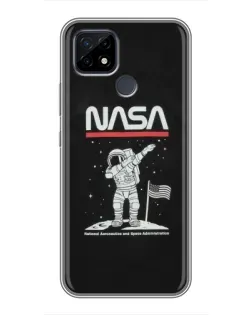 Чохол для Realme C21 з картинкою «NASA — крокуємо по Місяцю»