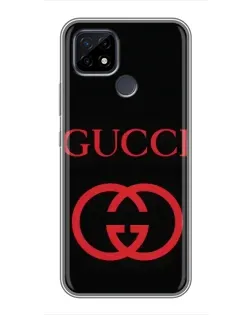 Чехол для Realme C21 с картинкой «Gucci — красный логотип»