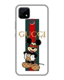 Чехол для Realme C21 с картинкой «Микки Маус Gucci — полосы»