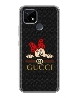 Чехол для Realme C21 с картинкой «Минни Маус Gucci — черный»