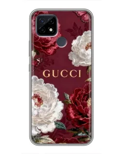 Чехол для Realme C21 с картинкой «Gucci — бордовые розы»