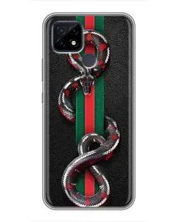 Чехол для Realme C21 с картинкой «Gucci — змея на полосе»