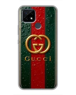 Чехол для Realme C21 с картинкой «Gucci — фирменная полоса и золото»