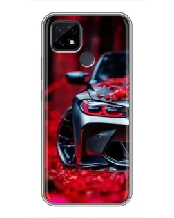 Чохол для Realme C21 з картинкою «Спортивна BMW та квіти»