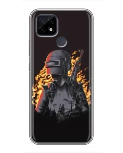 Чохол для Realme C21 з картинкою «PUBG — вогняний силует»