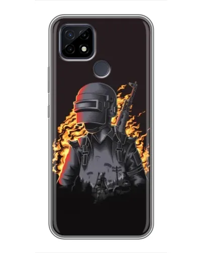 Чохол для Realme C21 з картинкою «PUBG — вогняний силует»