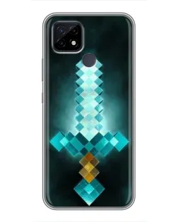 Чехол для Realme C21 с картинкой «Алмазный меч неон»