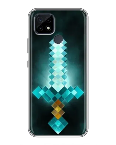 Чехол для Realme C21 с картинкой «Алмазный меч неон»