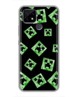 Чехол для Realme C21 с картинкой «Паттерн с криперами»