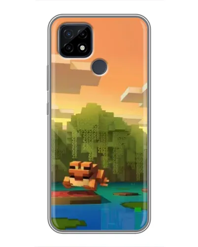 Чехол для Realme C21 с картинкой «Майнкрафт закат солнца»