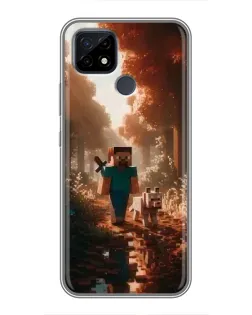 Чехол для Realme C21 с картинкой «Стив в лесу»