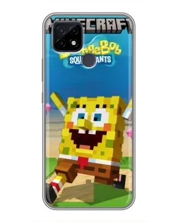 Чехол для Realme C21 с картинкой «Губка Боб Minecraft»