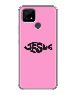 Чехол для Realme C21 с картинкой «Розовый символ  Jesus»