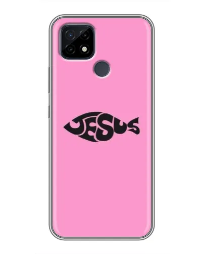 Чехол для Realme C21 с картинкой «Розовый символ  Jesus»