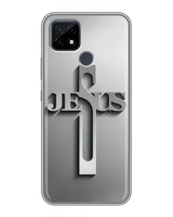 Чохол для Realme C21 з картинкою «Металевий хрест Jesus»