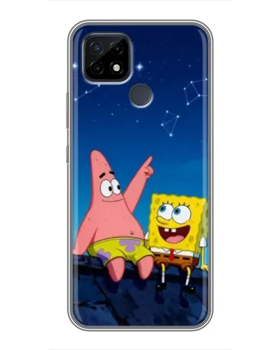 Чехол для Realme C21 с картинкой «Губка Боб и Патрик ночью»