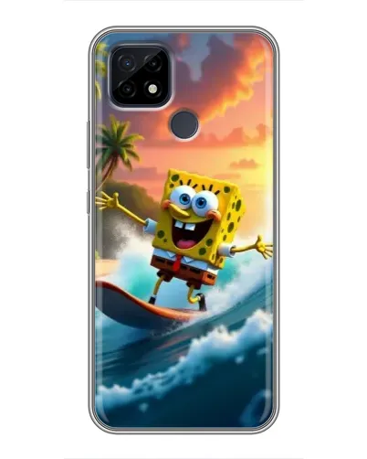 Чехол для Realme C21 с картинкой «Губка Боб серфингист»