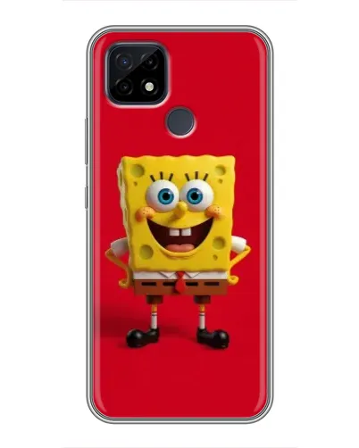 Чехол для Realme C21 с картинкой «Спанч Боб на красном»